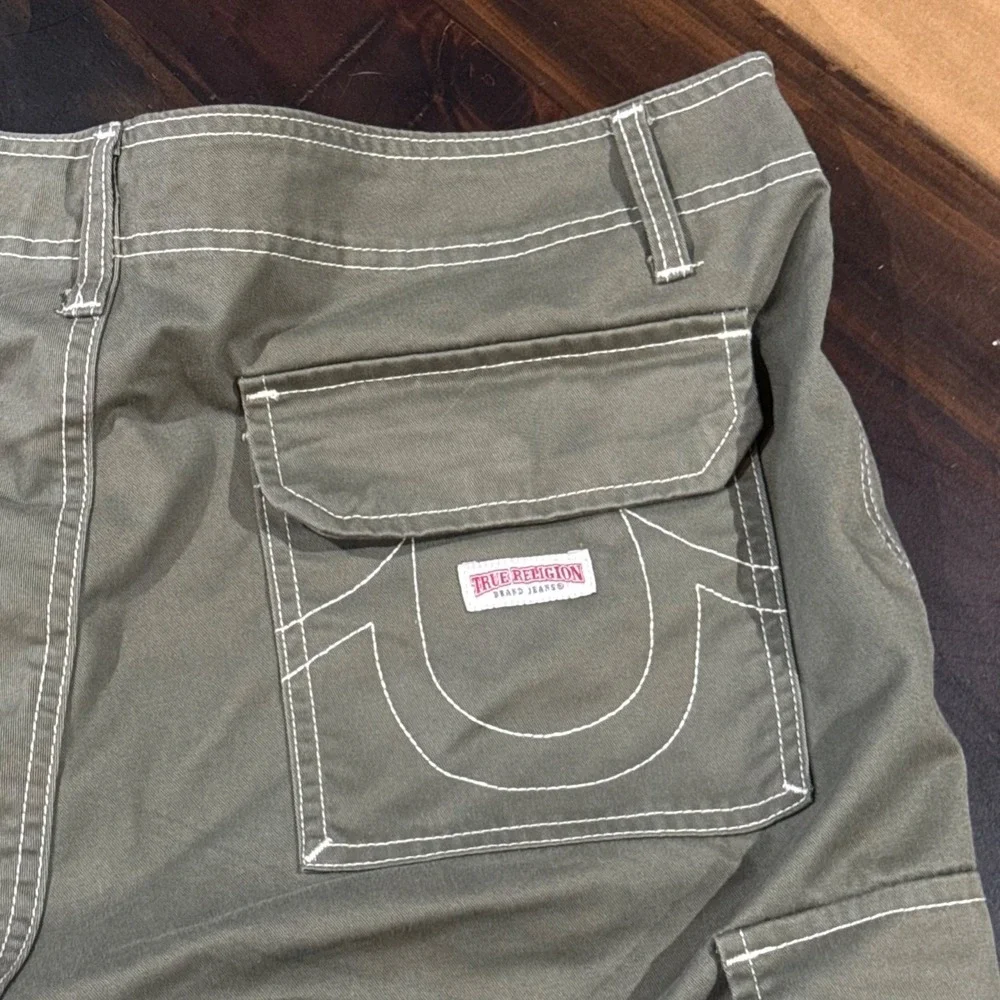 TRUE RELIGION‎ Men's Cargo Pants Green Chino Style RN# 112790 Slacks Size 33x32